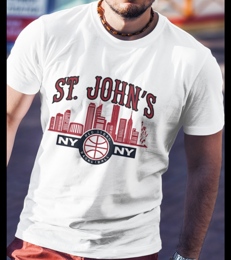 St John's Red Storm Basketball Skyline NY NY T-Shirt