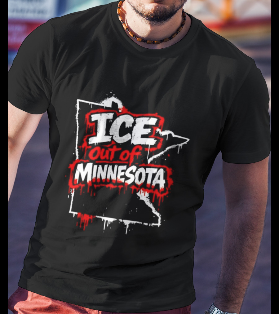 ICE Out Of Minnesota Bloody Map T-Shirt