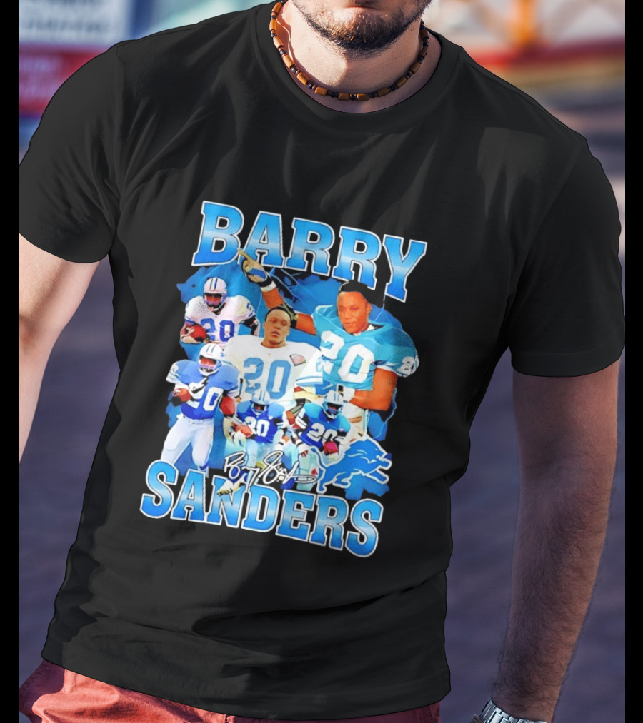 Barry Sanders 20 Detroit Lions Legend NFL Running Back Football T-Shirt