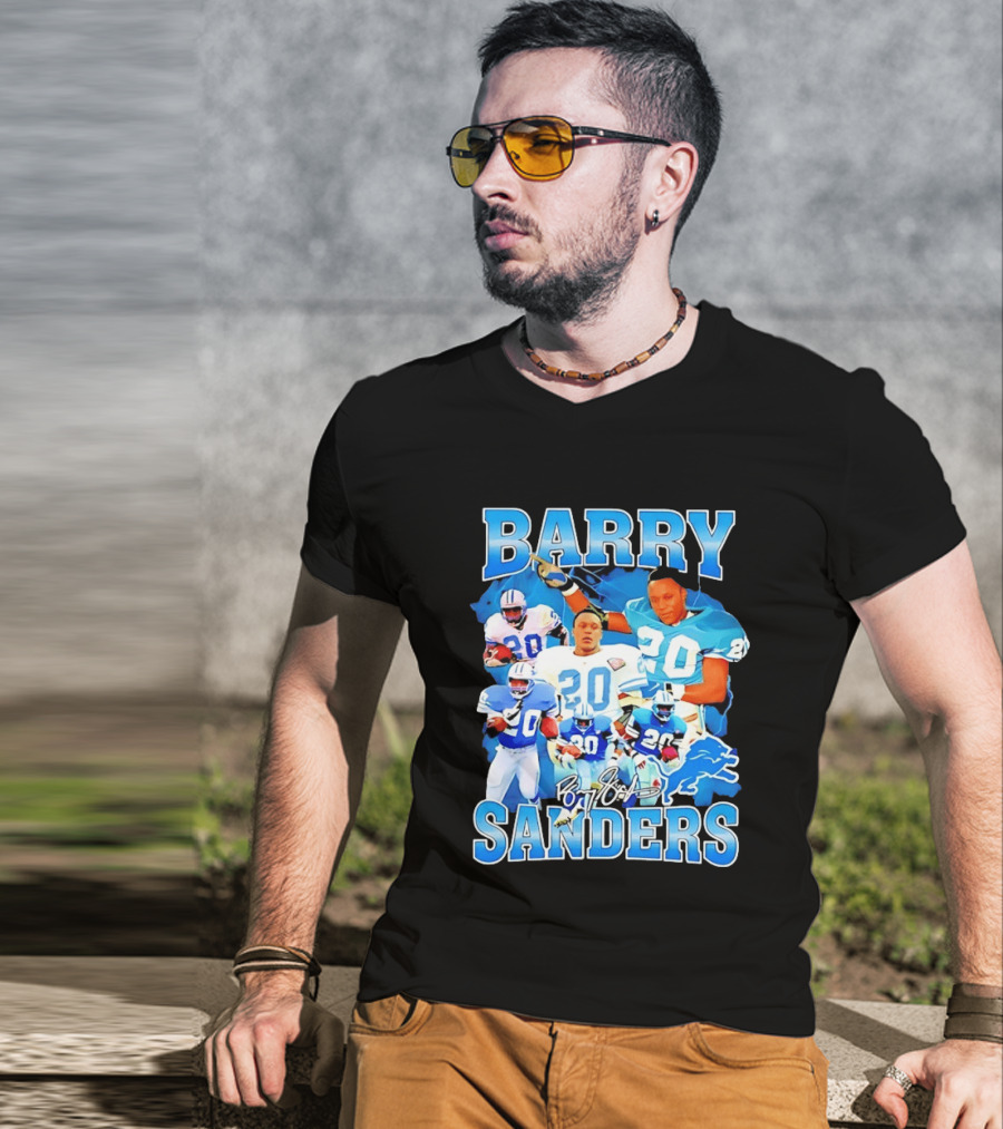 Barry Sanders 20 Detroit Lions Legend NFL Running Back Football T-Shirt