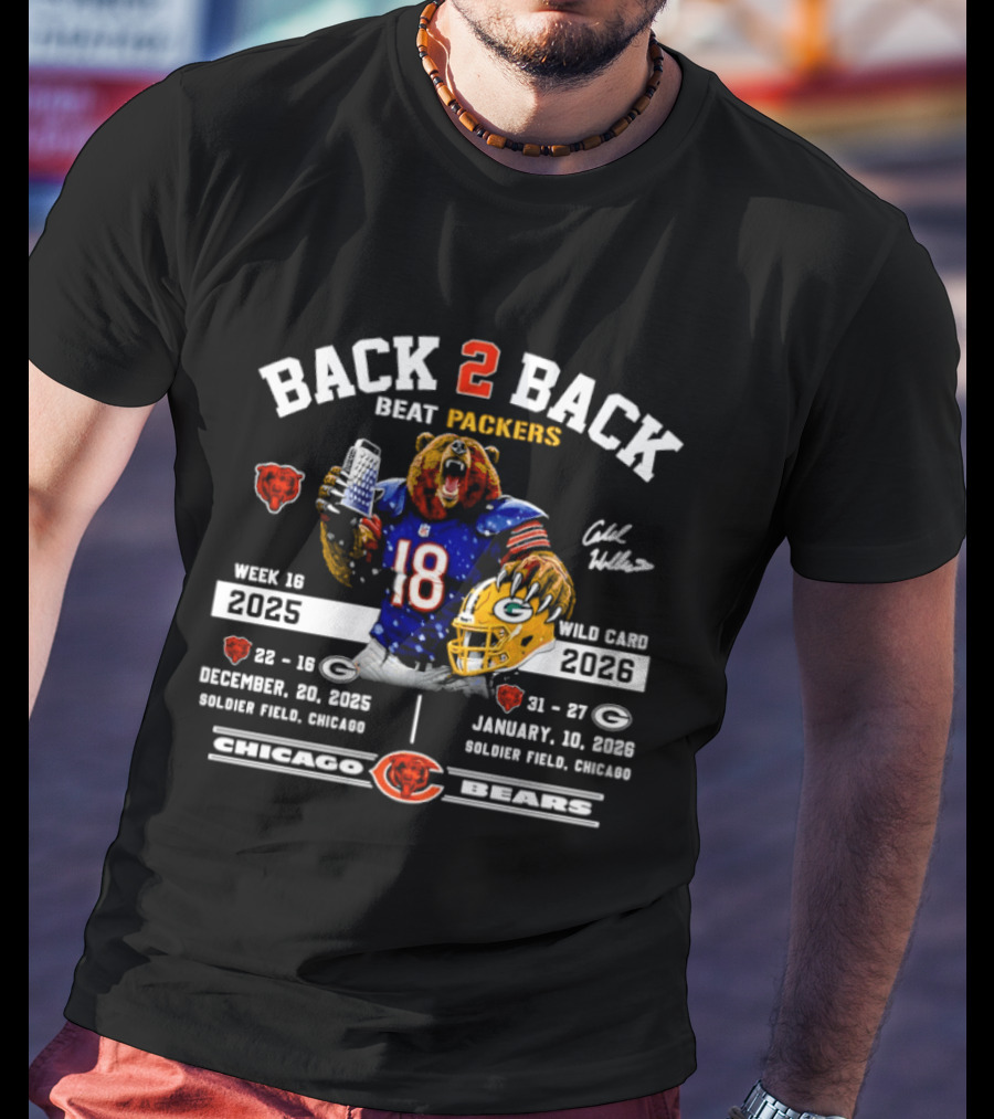 Back 2 Back Beat Packers Week 16 2025 Wild Card 2026 Solider Field Chicago Bears T-Shirt