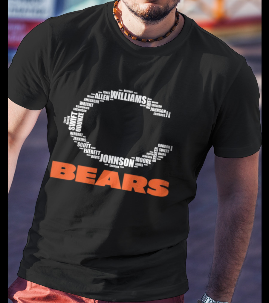 Chicago Bears Football Players C Shape Names Formation T-Shirt