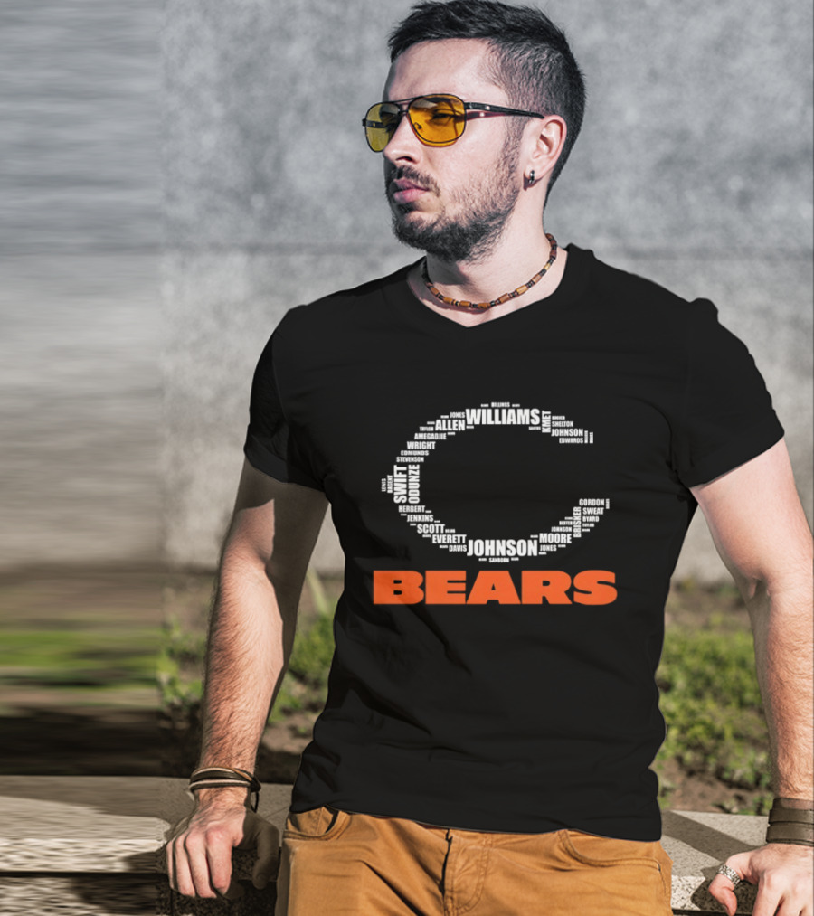 Chicago Bears Football Players C Shape Names Formation T-Shirt