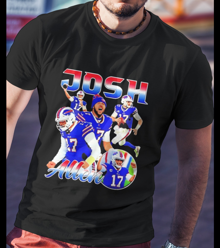 JOSH Allen Buffalo Bills Player 17 Collage 2026 T-Shirt