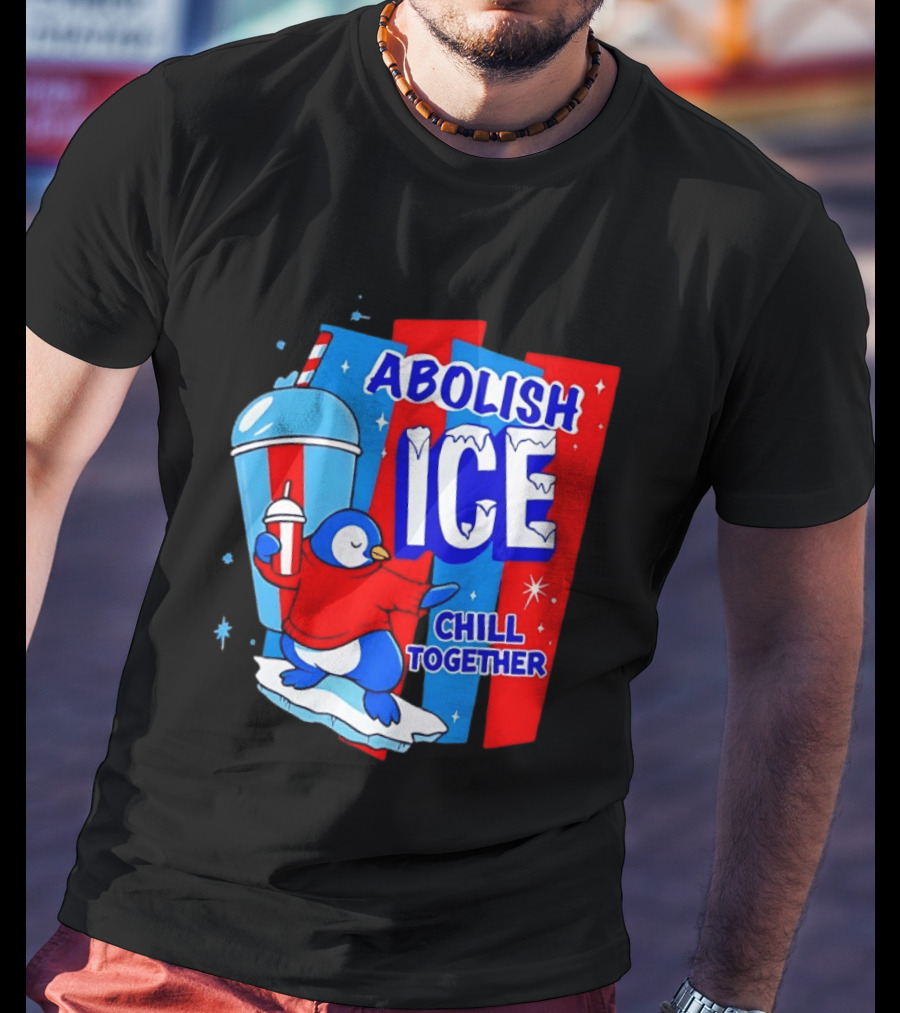Abolish ICE Penguin Ice Skating Chill Together T-Shirt