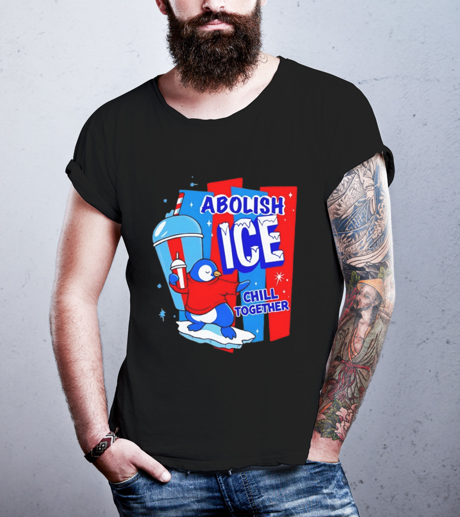 Abolish ICE Penguin Ice Skating Chill Together T-Shirt