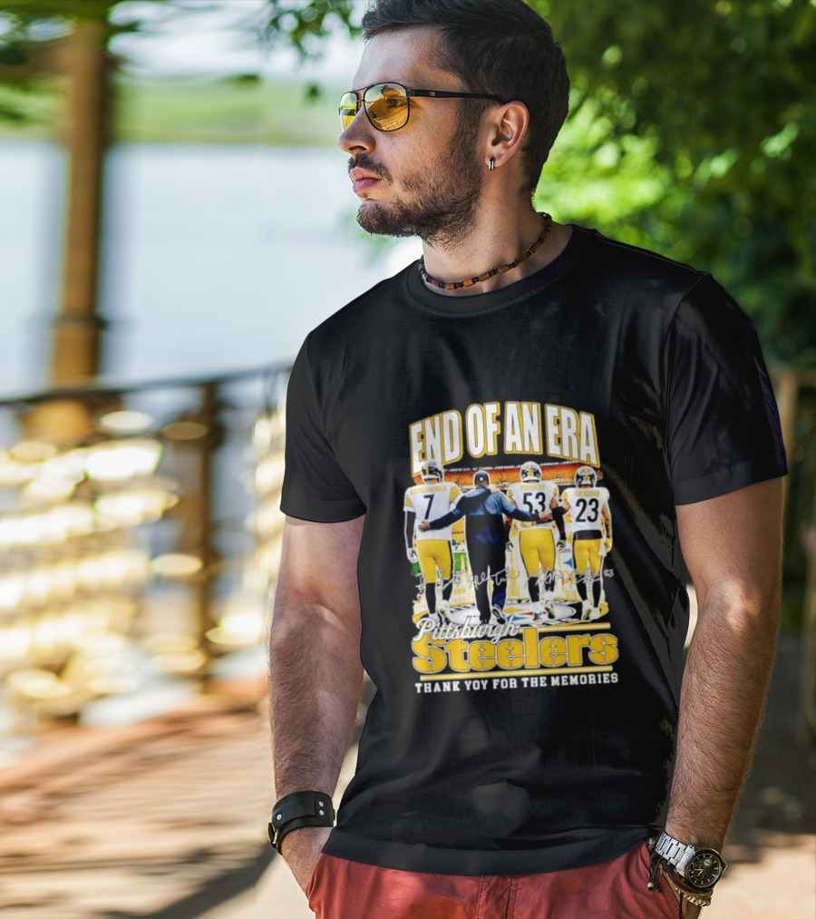 Pittsburgh Steelers End Of An Era Thank You For The Memories Ben Roethlisberger Maurkice Pouncey Joe Haden T-Shirt