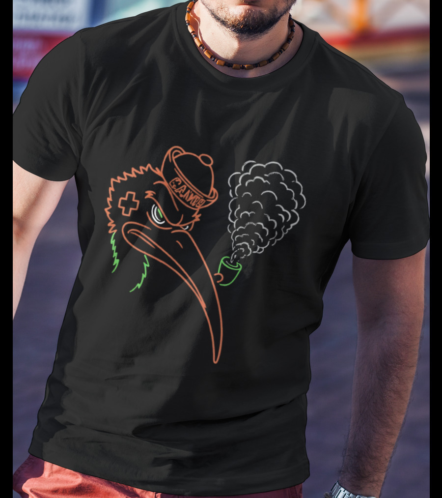 Sebastian The Ibis Smoking Pipe Miami Hurricanes Neon Game Day Football T-Shirt