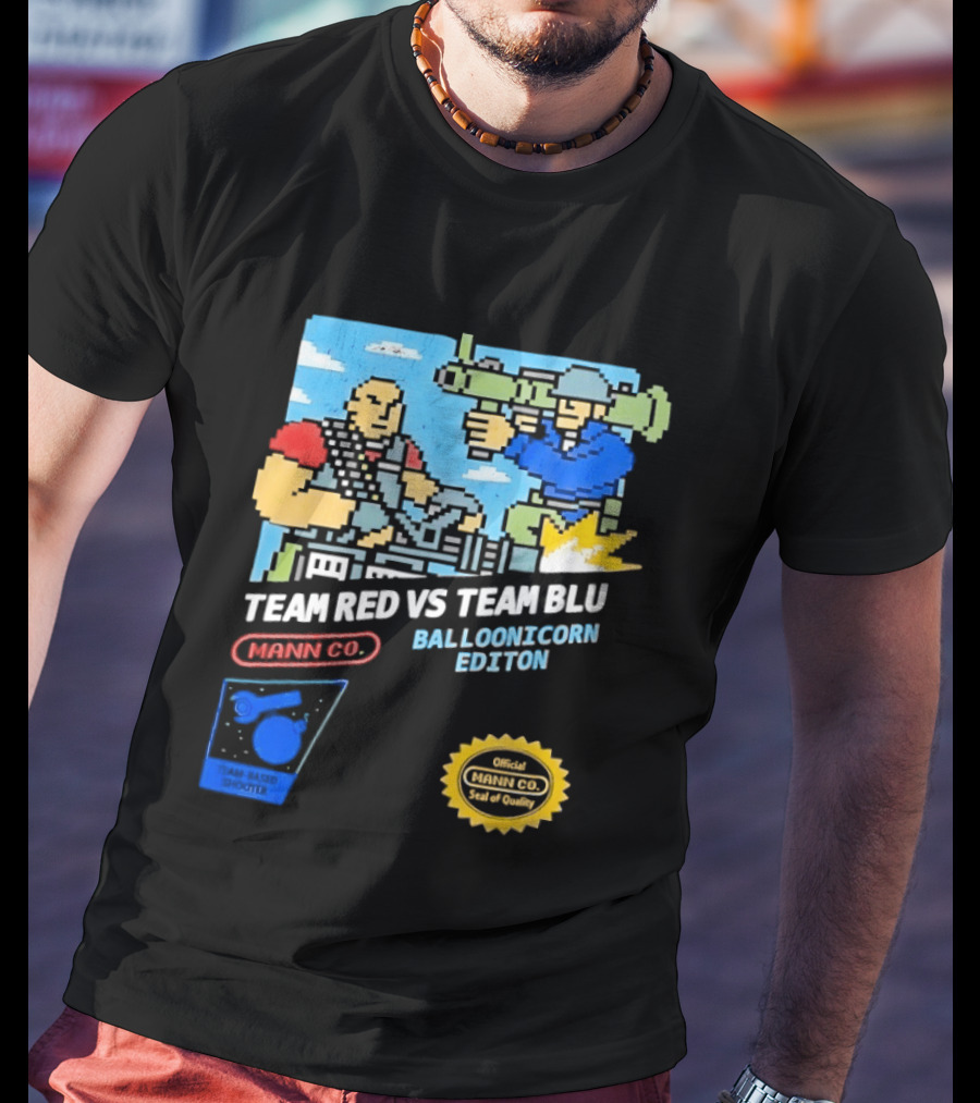 Team Red Vs Team Blu Balloonicorn Edition Mann Co. T-Shirt