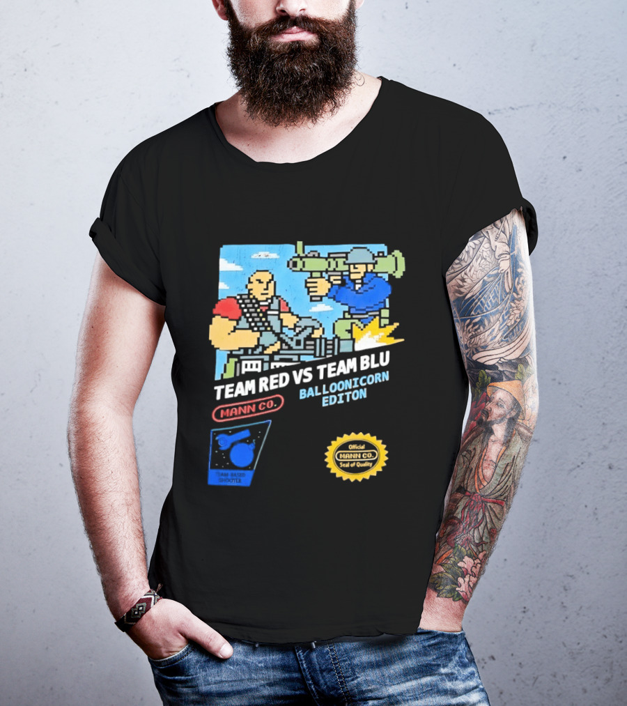Team Red Vs Team Blu Balloonicorn Edition Mann Co. T-Shirt