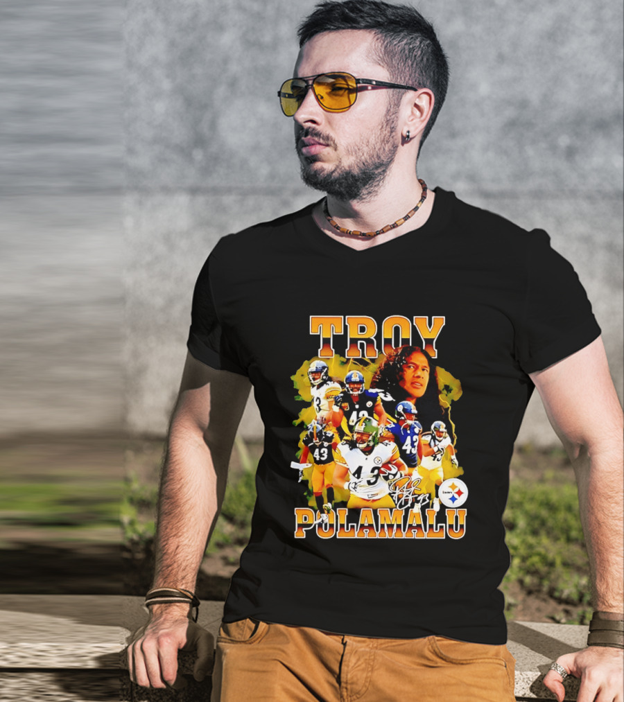 Troy Polamalu 43 Pittsburgh Steelers Collage 2026 T-Shirt
