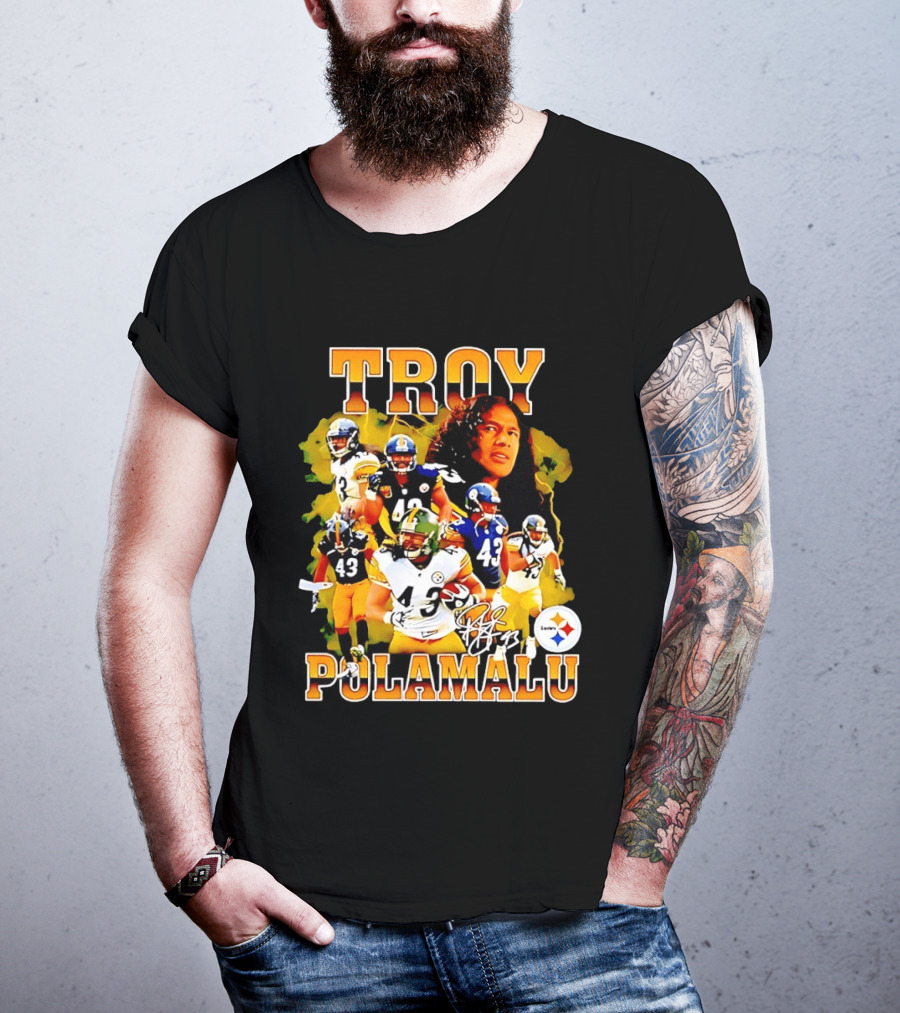 Troy Polamalu 43 Pittsburgh Steelers Collage 2026 T-Shirt