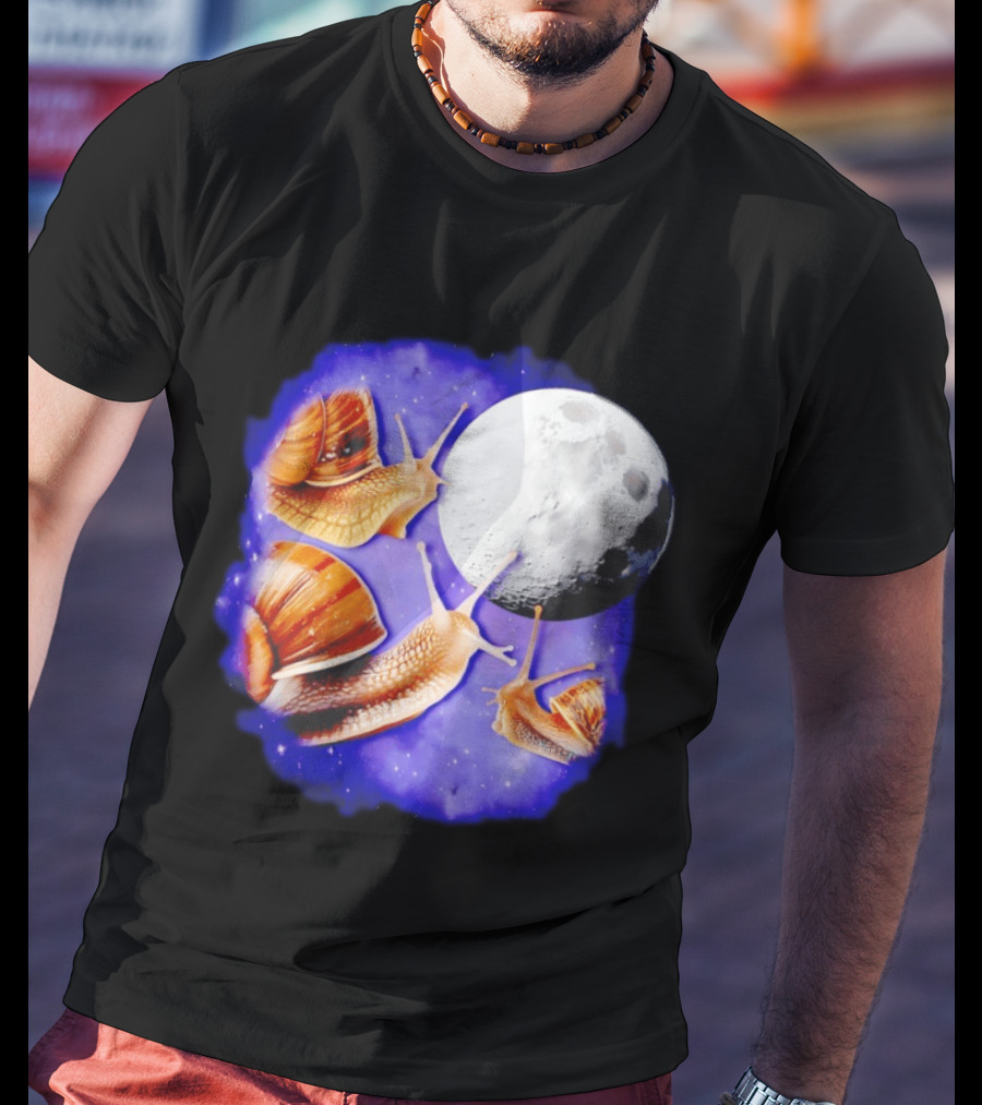 Yearning Snails Moon Cosmic Dreamscape Snail Galaxy T-Shirt