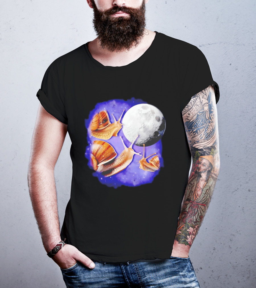 Yearning Snails Moon Cosmic Dreamscape Snail Galaxy T-Shirt