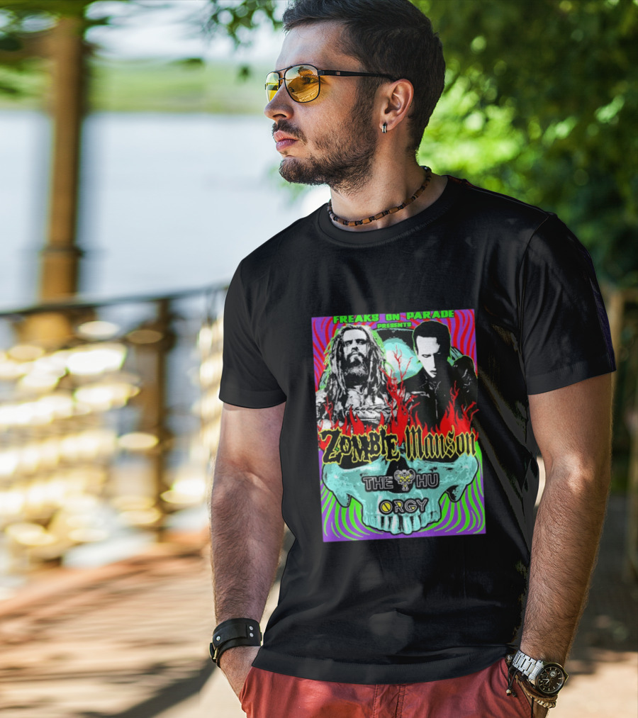 Freaks On Parade Presents Zombie X Manson The Hu Orgy 2026 T-Shirt