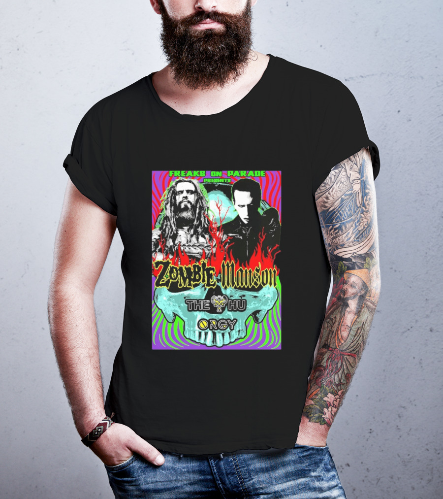 Freaks On Parade Presents Zombie X Manson The Hu Orgy 2026 T-Shirt
