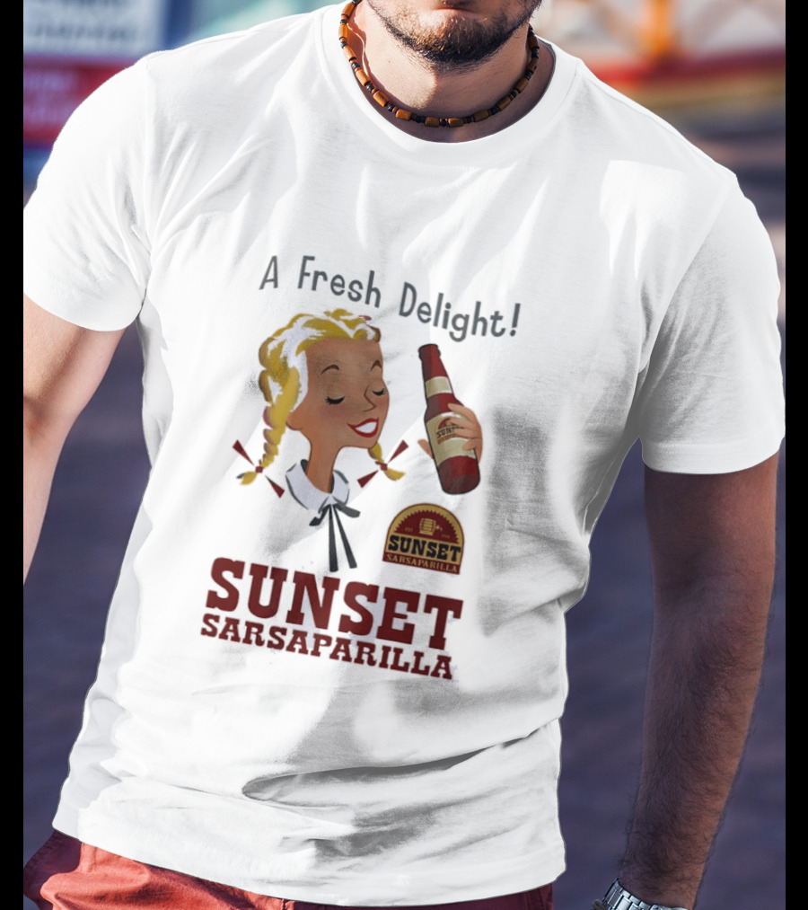 A Fresh Delight Sunset Sarsaparilla Bottle Vintage Fallout T-Shirt
