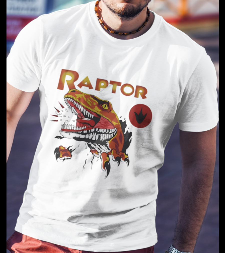 Raptor Ghost World Dinosaur Art Claw Print T-Shirt