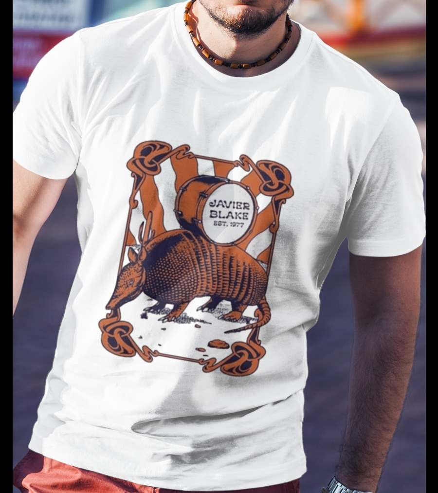 Javier Blake Est 1977 Armadillo Drum Retro Celtic Frame T-Shirt
