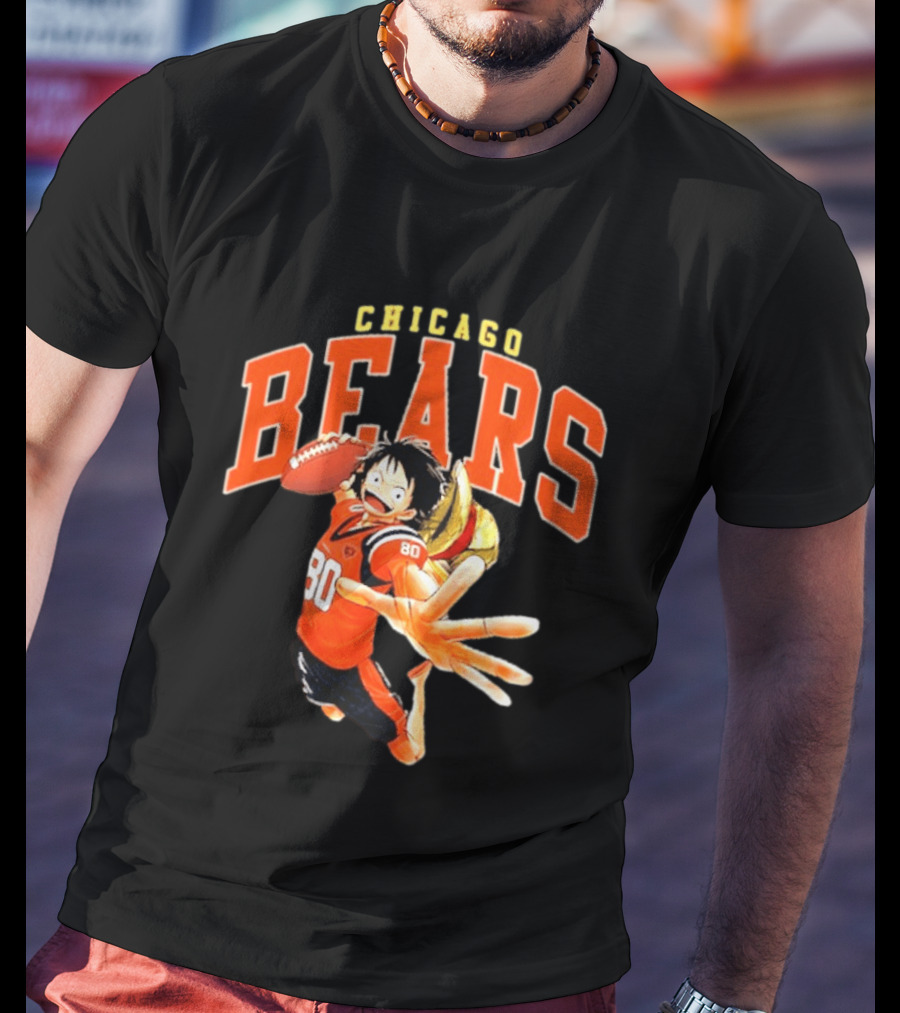 Chicago Bears One Piece Crossover Luffy Football Collaboration T-Shirt