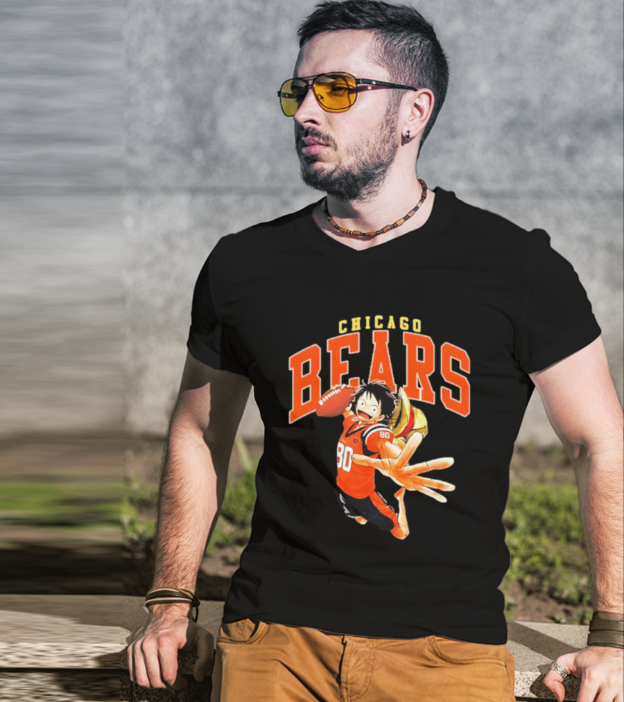 Chicago Bears One Piece Crossover Luffy Football Collaboration T-Shirt