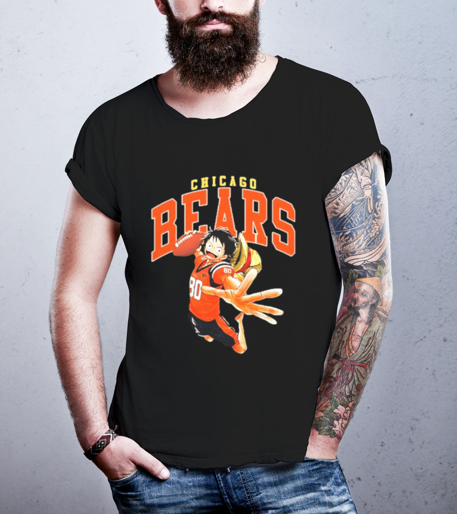 Chicago Bears One Piece Crossover Luffy Football Collaboration T-Shirt