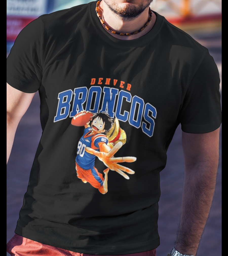 Denver Broncos One Piece Crossover Luffy Football Fan Gear T-Shirt