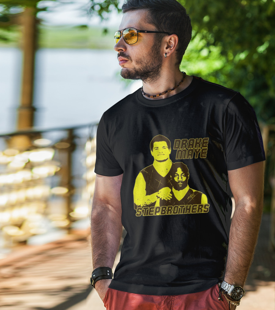 Drake Maye New England Patriots Step Brothers Football Collaboration T-Shirt