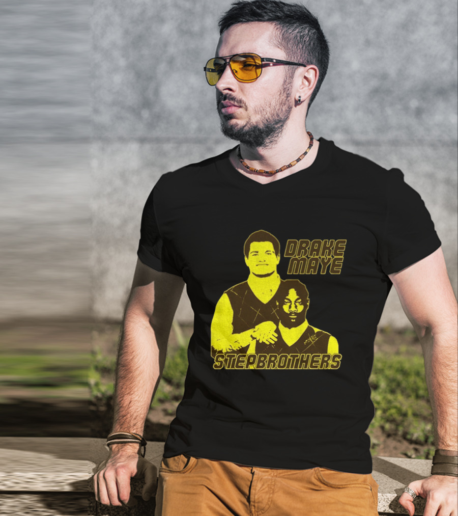 Drake Maye New England Patriots Step Brothers Football Collaboration T-Shirt