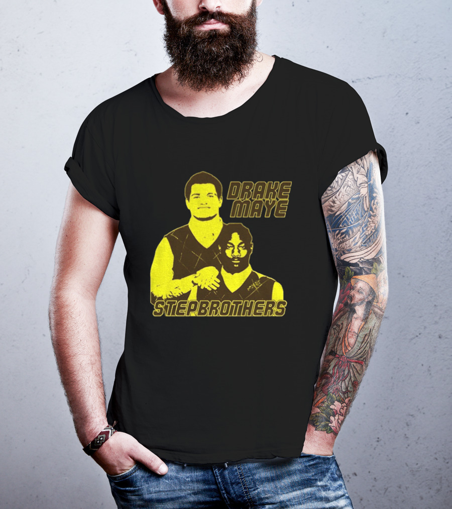 Drake Maye New England Patriots Step Brothers Football Collaboration T-Shirt