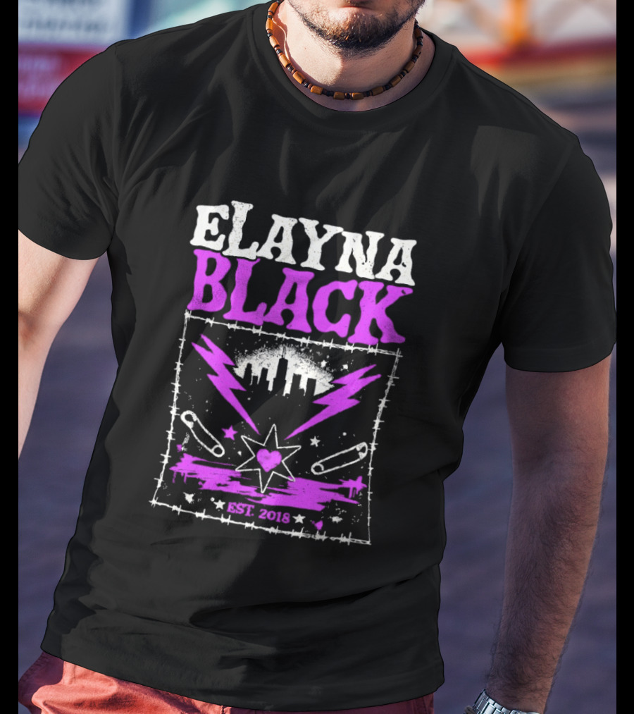 Elayna Black Heart Star Lightning Est 2018 T-Shirt
