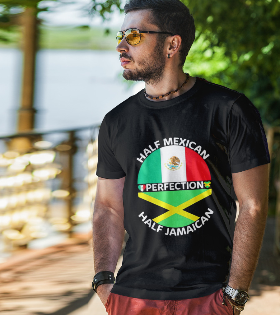 Half Mexican Perfection Half Jamaican Flag Fusion T-Shirt