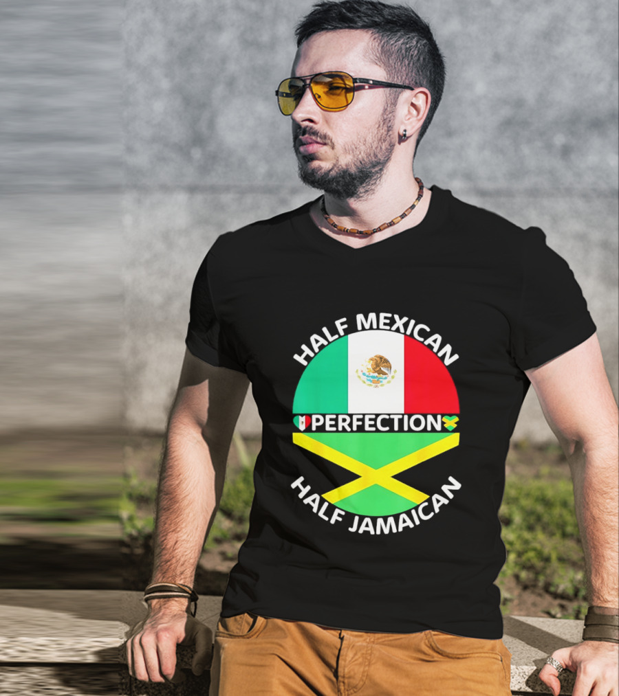 Half Mexican Perfection Half Jamaican Flag Fusion T-Shirt