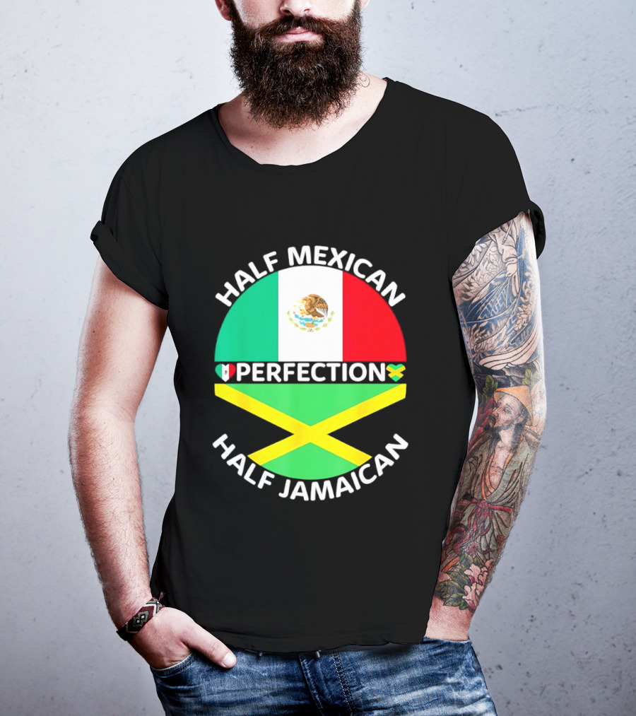 Half Mexican Perfection Half Jamaican Flag Fusion T-Shirt