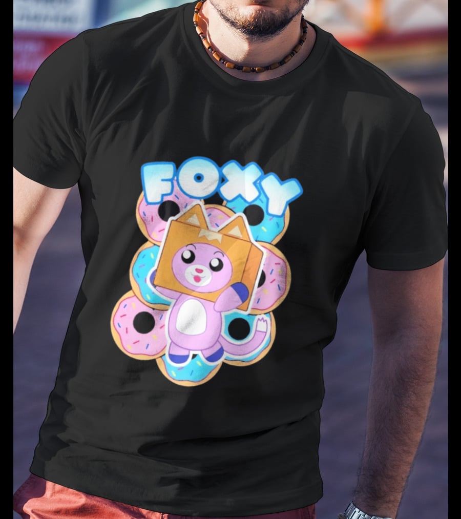 LankyBox Foxy Pink Donuts Fun Cartoon T-Shirt
