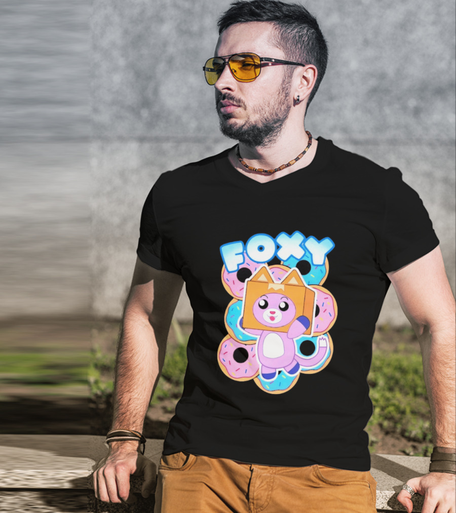 LankyBox Foxy Pink Donuts Fun Cartoon T-Shirt