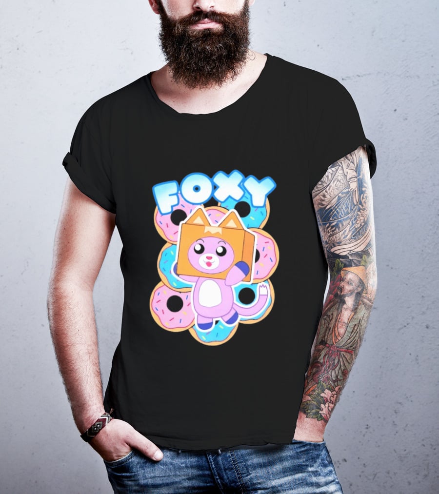 LankyBox Foxy Pink Donuts Fun Cartoon T-Shirt