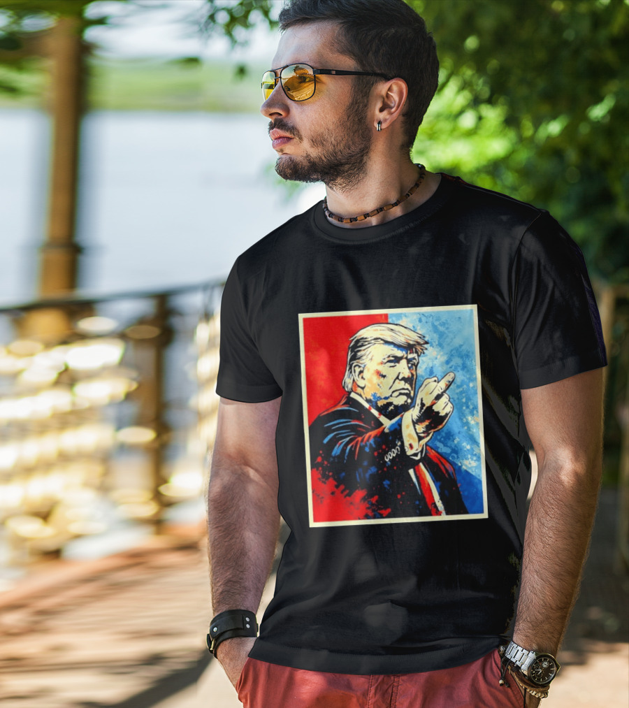 Trump 2026 Meme Middle Finger Red Blue Pop T-Shirt