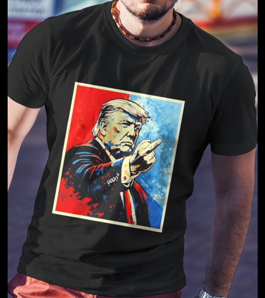 Trump 2026 Meme Middle Finger Red Blue Pop T-Shirt