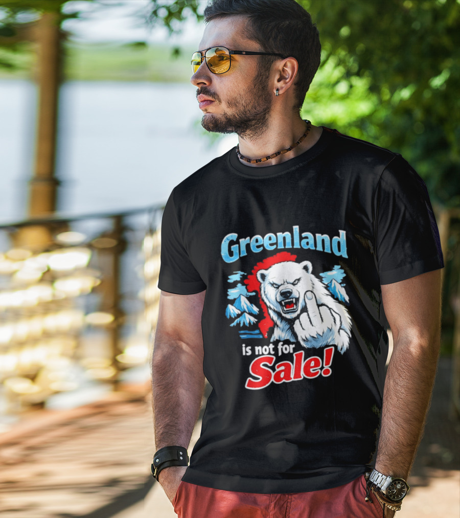 Greenland Is Not For Sale White Bear Middle Finger T-Shirt