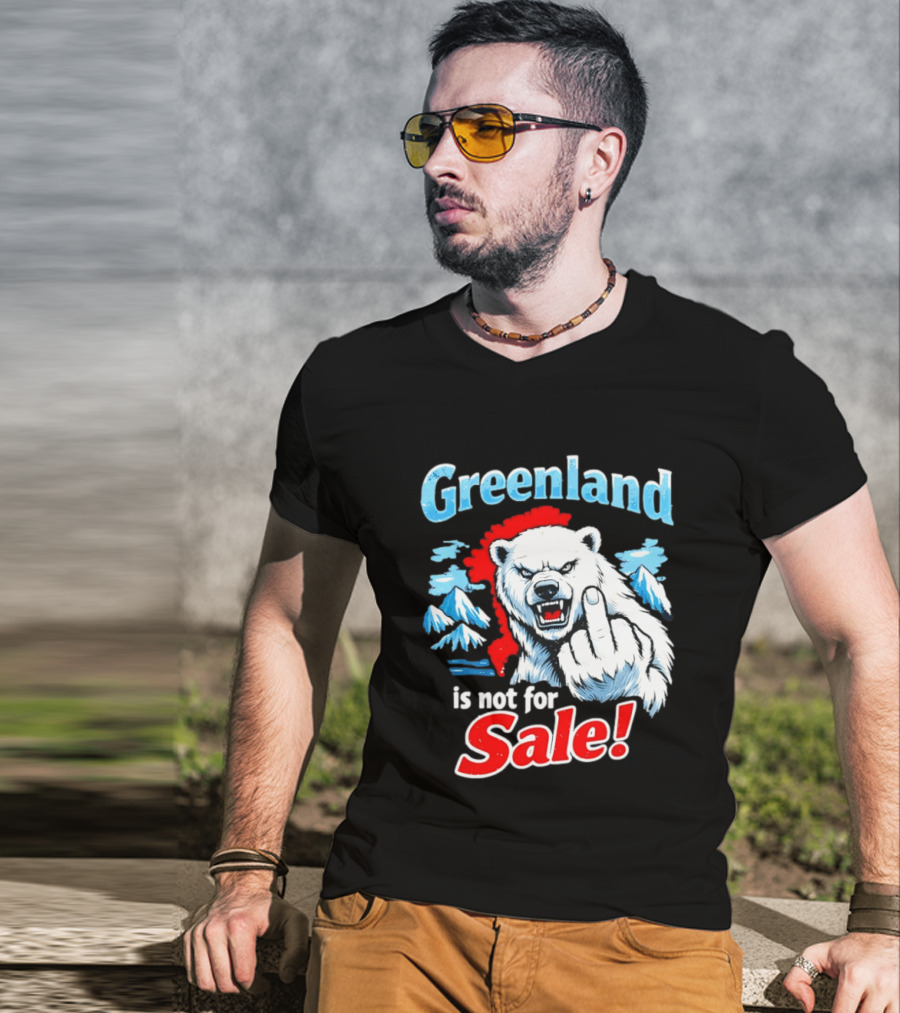 Greenland Is Not For Sale White Bear Middle Finger T-Shirt
