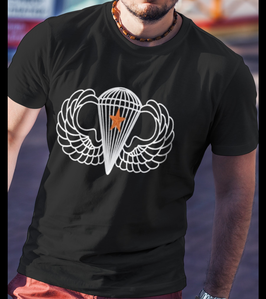 Parachute Wings One Combat Jump Wing Badge Star T-Shirt