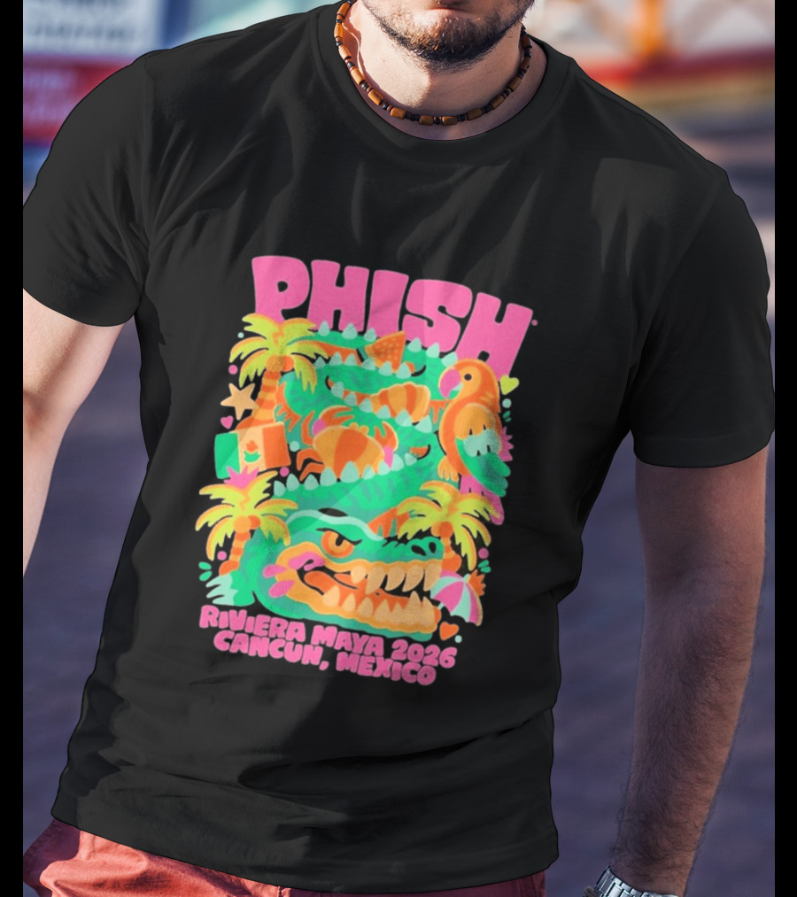 Phish Riviera Maya 2026 Cancun Mexico Gator And Parrot Tropical Vibes T-Shirt