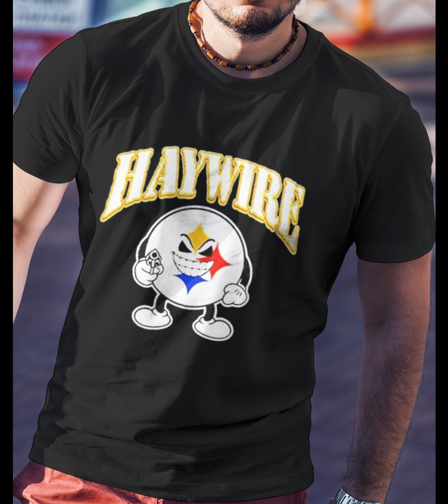 Pittsburgh Steelers Haywire Fun Character With Gun And Grin T-Shirt