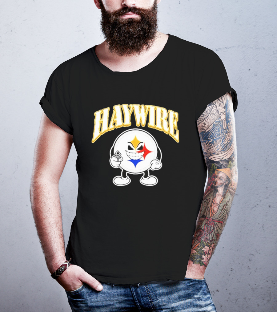 Pittsburgh Steelers Haywire Fun Character With Gun And Grin T-Shirt