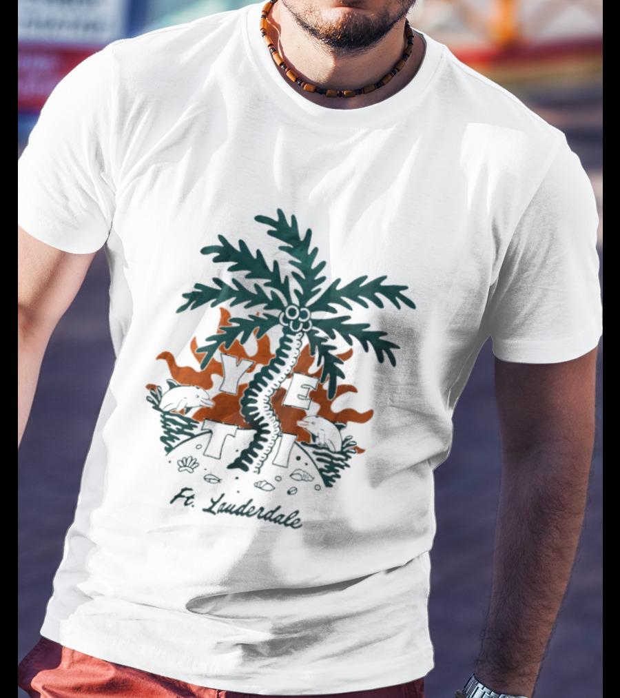 Ft Lauderdale Yeti Palm Tree Tropical Scene T-Shirt