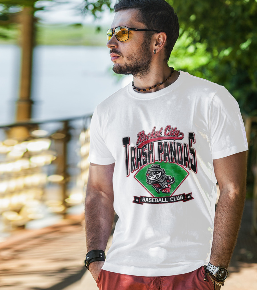 Rocket City Trash Pandas Baseball Club Team Logo Raccoon T-Shirt