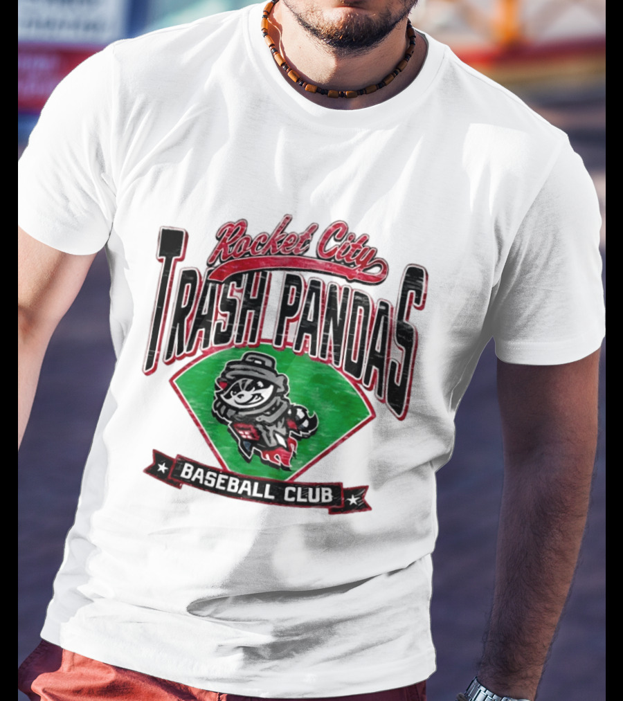 Rocket City Trash Pandas Baseball Club Team Logo Raccoon T-Shirt