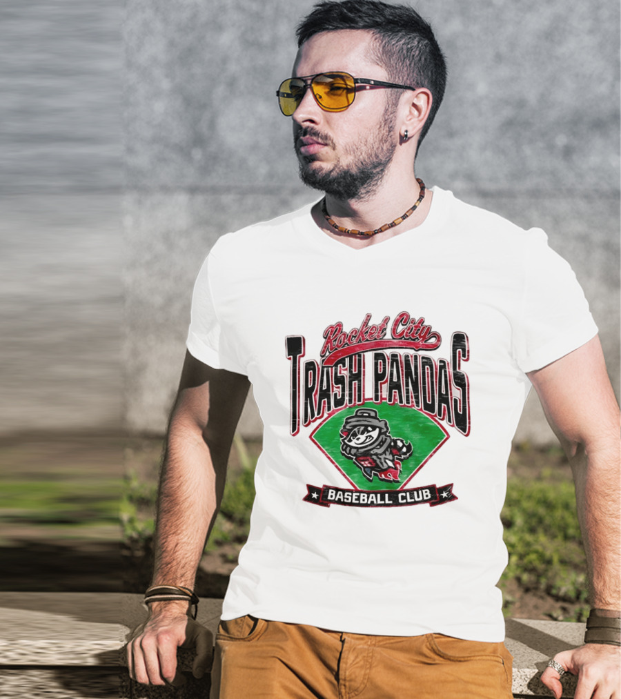 Rocket City Trash Pandas Baseball Club Team Logo Raccoon T-Shirt