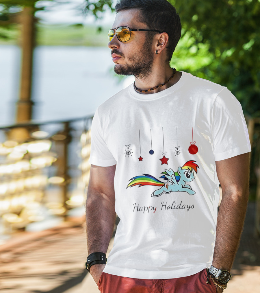 My Little Pony Rainbow Dash Happy Holidays Festive Ornament T-Shirt